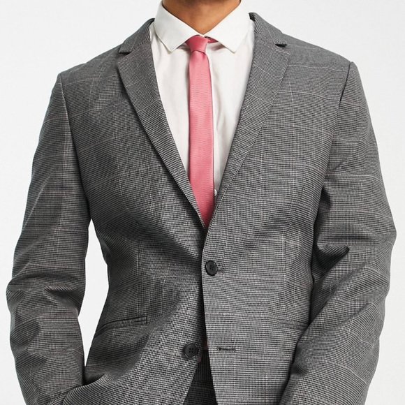 ASOS Design Skinny Suit in charcoal gray houndstooth plaid NWT - Picture 2 of 5